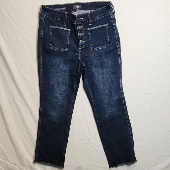 NYDJ Marilyn Straight Leg Jeans Patch Pockets Size 8. B13 - Picture 11 of 13